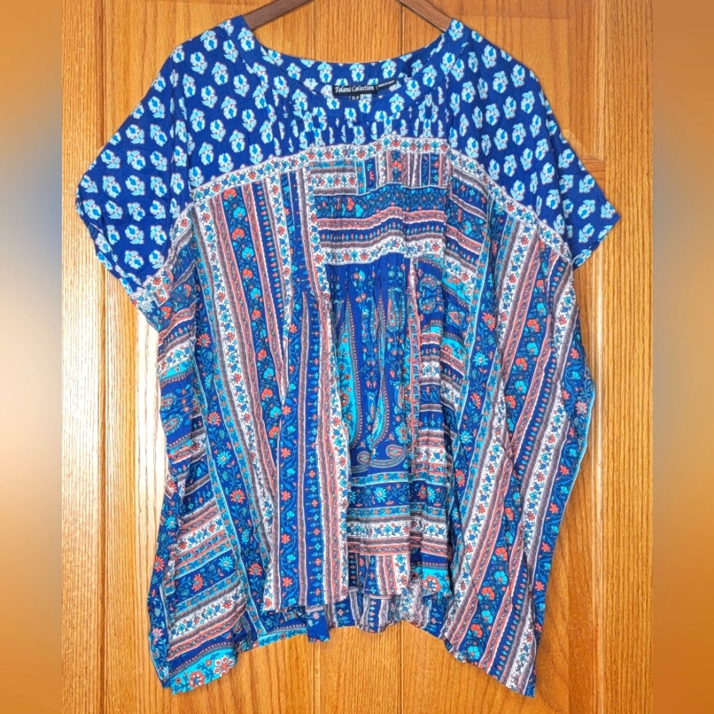 Tolani Collection Kaftan Tunic Swim Cover Up Modal Paisley Boho Resort Sz XLP